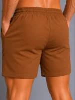 Erkek Dokuma Kumaş Cepli Bağcıklı Regular Fit Yazlık Şort - Kahverengi - Görsel 3