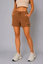 Dokuma Kumaş Cepli Bağcıklı Regular Fit Yazlık Şort - Kahverengi - Görsel 3