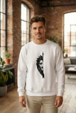 Oversize Bisiklet Yaka Sevgililer Günü Baskılı Sweatshirt - Beyaz