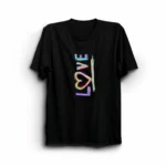 14 Şubat Sevgililer Günü Love Baskılı Oversize Bisiklet Yaka T-shirt - Siyah