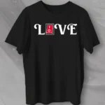 14 Şubat Sevgililer Günü Love Baskılı Oversize Bisiklet Yaka T-shirt - Siyah