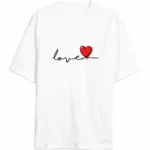 14 Şubat Tişört Sevgililer Günü İçin Özel Tasarım Love Baskılı T-shirt - Beyaz