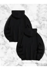 Sevgili Çift Kombini Örümcek Baskılı Kapüşonlu Sweatshirt Hoodie - Siyah - Görsel 2