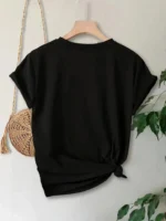 Anneler Günü Hediye Anne Temalı Baskılı Oversize Bisiklet Yaka T-shirt - Siyah - Görsel 3