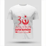 30 Ağustos Zafer Bayramı Baskılı Oversize Bisiklet Yaka T-shirt - Beyaz