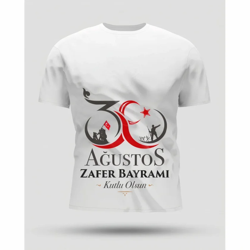 TY6a29a262ab88f6a29a262ab892.webp 30 Ağustos Zafer Bayramı Baskılı Oversize Bisiklet Yaka T-shirt - Görsel 1