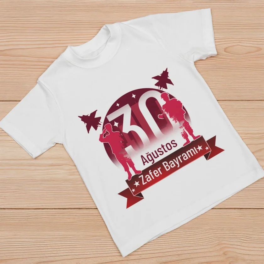 TY6a29a2658fb6b6a29a2658fb6c.webp Ağustos Zafer Bayramı Atatürk Baskılı Kısa Kollu Bisiklet Yaka T-shirt - Beyaz - Görsel 1