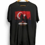 30 Ağustos Zafer Bayramı Atatürk Baskılı Oversize Bisiklet Yaka T-shirt - Siyah