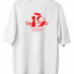 19 Mayıs Atatürk Temalı Gençlik Ve Spor Bayramı Bisiklet Yaka T-shirt - Beyaz