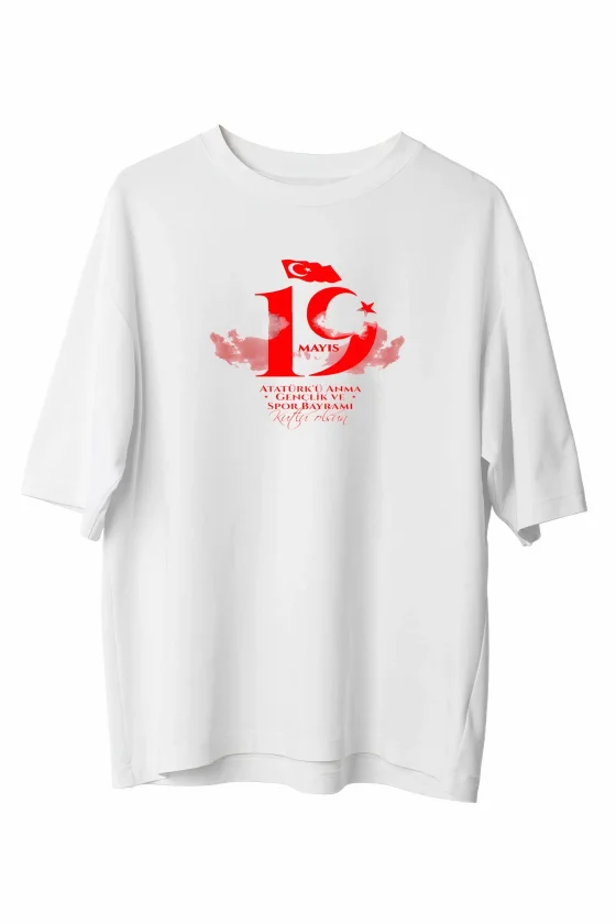 TY6a29a2a7ba1856a29a2a7ba188.webp 19 Mayıs Atatürk Temalı Gençlik Ve Spor Bayramı Bisiklet Yaka T-shirt - Beyaz - Görsel 1
