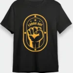 1 Mayıs Labor Day Emekçi Temalı Baskılı Oversize Bisiklet Yaka T-shirt - Siyah
