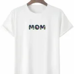 Anneler Günü Hediye Mom Çiçek Baskılı Oversize Bisiklet Yaka T-shirt - Beyaz
