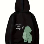 Sevgililer Günü Baskılı Oversize Kapüşonlu Sweatshirt Hoodie - Siyah