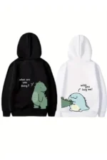 Sevgililer Günü Baskılı Oversize Kapüşonlu Sweatshirt Hoodie - Siyah - Görsel 2