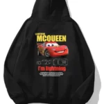 Sevgililer Günü Araba Baskılı Oversize Kapüşonlu Sweatshirt Hoodie - Siyah