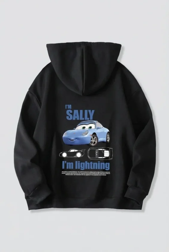 Sevgililer Günü Araba Temalı Baskılı Oversize Kapüşonlu Sweatshirt Hoodie - Siyah Sevgililer Günü Araba Temalı Baskılı Oversize Kapüşonlu Sweatshirt Hoodie - Siyah - Görsel 1