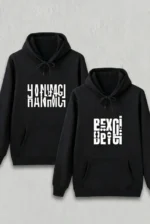 Sevgililer Günü Beyci Hediye Baskılı Oversize Kapüşonlu Sweatshirt - Siyah - Görsel 2