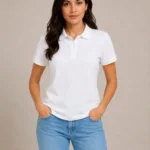 Polo Yaka Pike Kumaş Düğmeli Basic Tişört Günlük Rahat - Beyaz