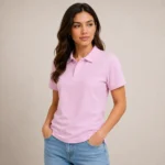 Polo Yaka Pike Kumaş Düğmeli Basic Tişört Günlük Rahat - Pembe - Görsel 4