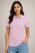2li Polo Yaka Pike Kumaş Düğmeli Basic Tişört Günlük Rahat Kesim - Beyaz, Pembe - Görsel 3