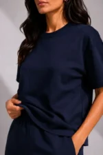Premium Osy Modal Yumuşak Dokulu Tişört Cepli Şort Alt Üst Takım - Lacivert - Görsel 2
