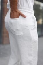 Erkek Beli Lastikli Pera Keten Pantolon - Görsel 3