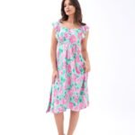 5370 ELBİSE-PEMBE GÜL DESEN
