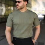 Erkek Fitilli Bisiklet Yaka Kısa Kollu Tişört