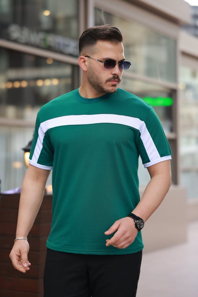 c976e8f885beb9417389337e74adb852.jpg Erkek şerit Detaylı Kısa Kollu T-shirt - Görsel 1