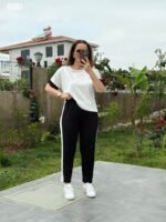 Kadın Kısa Kollu Modal Dokulu Kumaş Yanı şeritli Takım - Görsel 6