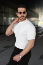 Erkek Fitilli Bisiklet Yaka Kısa Kollu Tişört - Görsel 2