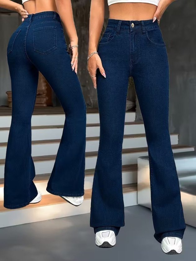 Kadın Yüksek Bel Paçaya Doğru Geniş Kot Pantolon Kadın Yüksek Bel Paçaya Doğru Geniş Kot Pantolon - Görsel 1