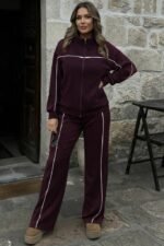 Kadın Uzun Kollu önden Fermuarlı Bluz Ve Pantolon Modal Ikili Takım - Görsel 2
