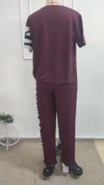 Kadın Kısa Kollu Bisiklet Yaka Zebra Desen Bluz Ve Pantolon Ikili Takım - Görsel 6