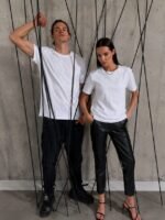 Unisex Kısa Kollu Bisiklet Yaka Basic Viskon Bluz - Görsel 3