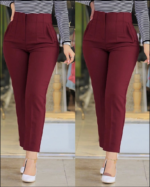 Kadın üste Oturan Paçası Bilek üzerinde Biten Atlas Kumaş Pantolon 36 (S) - 48 (4XL)