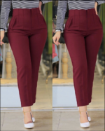 Kadın üste Oturan Paçası Bilek üzerinde Biten Atlas Kumaş Pantolon 36 (S) - 48 (4XL) - Görsel 4