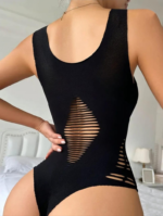 Kadın Sıfır Kol Göğüs, Sırt Ve Yanları Kesik Detay çıtçıtlı Viskon Bodysuit - Görsel 9