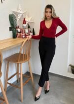 Kadın üste Oturan Paçası Bilek üzerinde Biten Atlas Kumaş Pantolon 36 (S) - 48 (4XL) - Görsel 4