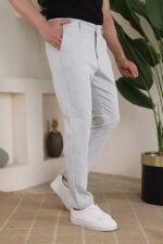 Erkek Casual Slim Fit Cord Desenli Kumaş Pantolon - Görsel 2