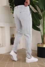 Erkek Casual Slim Fit Cord Desenli Kumaş Pantolon - Görsel 3