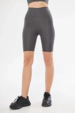 Yüksek Bel Biker Sporcu Şort - Füme - Görsel 2