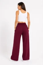 Osy Modal Yumuşak Dokulu Nakışlı Cepli Oversize Bol Paça Eşofman Altı - Bordo - Görsel 3