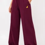 Osy Modal Yumuşak Dokulu Cima Dikişli Nakışlı Cepli Oversize Bol Paça Eşofman Altı - Bordo