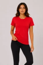 3’lü Kısa Kollu Bisiklet Yaka Basic Slim Fit T-Shirt - Kırmızı - Turuncu - Bej - Görsel 2