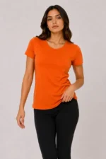3’lü Kısa Kollu Bisiklet Yaka Basic Slim Fit T-Shirt - Kırmızı - Turuncu - Bej - Görsel 3