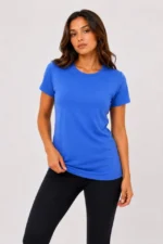 3’lü Kısa Kollu Bisiklet Yaka Basic Slim Fit T-Shirt -Petrol Mavisi - Bej - Mavi - Görsel 4