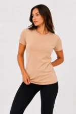 3’lü Kısa Kollu Bisiklet Yaka Basic Slim Fit T-Shirt - Turuncu - Bej - Hardal - Görsel 3