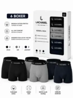 Erkek 12li İç Giyim Seti Pamuklu 6 Boxer 6 Çorap Çoklu Paket - Siyah - Lacivert - Gri - Beyaz - Görsel 2