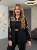 Kadın Uzun Kollu önden Fermuarlı Pulpayet Detaylı Bluz Ve Pantolon Ikili Takım - Görsel 4